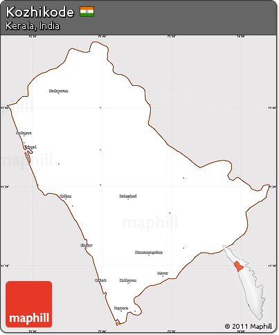 Classic Style Simple Map of Kozhikode, cropped outside