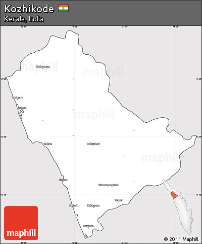 Silver Style Simple Map of Kozhikode, cropped outside