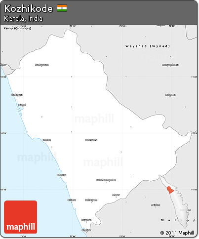 Silver Style Simple Map of Kozhikode