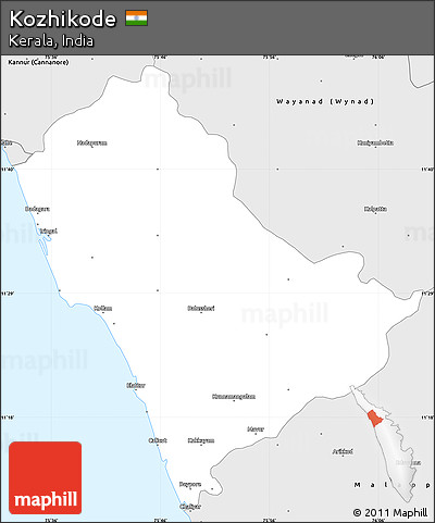 Silver Style Simple Map of Kozhikode