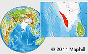 Physical Location Map of Kerala, highlighted country