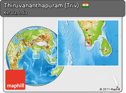 Physical Location Map of Thiruvananthapuram (Triv)