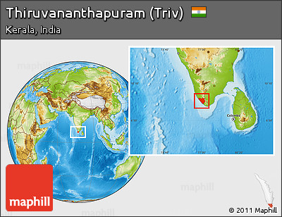 Physical Location Map of Thiruvananthapuram (Triv)