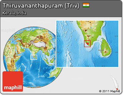 Physical Location Map of Thiruvananthapuram (Triv)