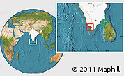 Satellite Location Map of Thiruvananthapuram (Triv), highlighted country