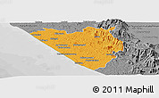Political Panoramic Map of Thiruvananthapuram (Triv), desaturated