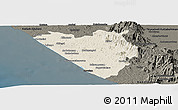 Shaded Relief Panoramic Map of Thiruvananthapuram (Triv), darken