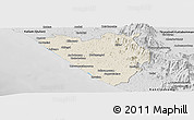 Shaded Relief Panoramic Map of Thiruvananthapuram (Triv), desaturated