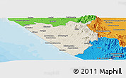 Shaded Relief Panoramic Map of Thiruvananthapuram (Triv), political outside