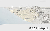Shaded Relief Panoramic Map of Thiruvananthapuram (Triv), semi-desaturated
