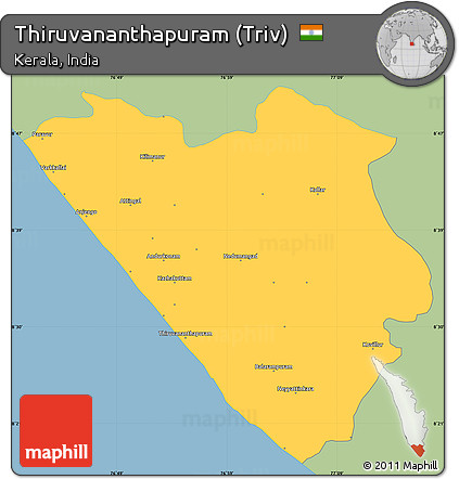 Savanna Style Simple Map of Thiruvananthapuram (Triv), single color outside
