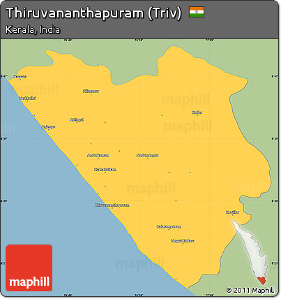 Savanna Style Simple Map of Thiruvananthapuram (Triv), single color outside