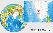 Physical Location Map of Wayanad (Wynad), highlighted country