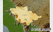 Physical Map of Wayanad (Wynad), darken