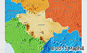 Physical Map of Wayanad (Wynad), political outside