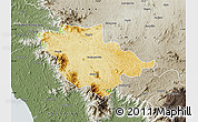 Physical Map of Wayanad (Wynad), semi-desaturated