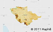 Physical Map of Wayanad (Wynad), single color outside
