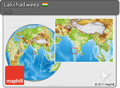 Physical Location Map of Lakshadweep, within the entire country