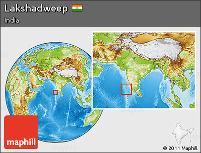 Physical Location Map of Lakshadweep, within the entire country