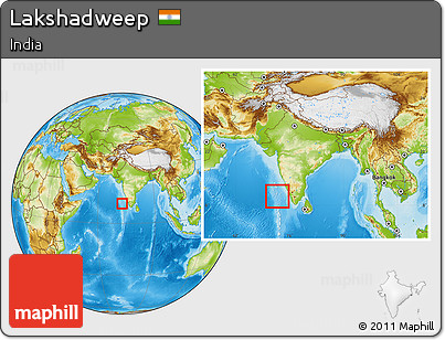 Physical Location Map of Lakshadweep, within the entire country
