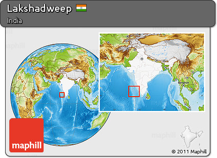 Physical Location Map of Lakshadweep, highlighted country, within the entire country