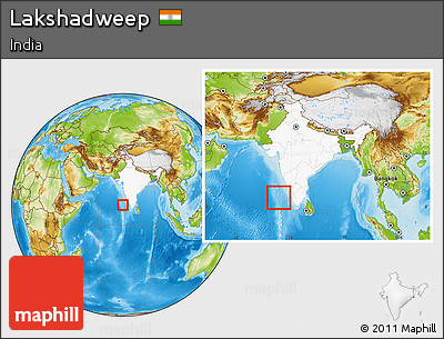 Physical Location Map of Lakshadweep, highlighted country, within the entire country