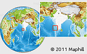 Physical Location Map of Lakshadweep, highlighted country, within the entire country