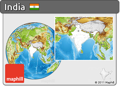 Blank Location Map of India, physical outside