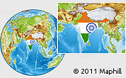 Flag Location Map of India, physical outside