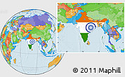 Flag Location Map of India, political outside