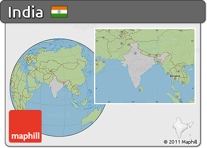 Gray Location Map of India, savanna style outside