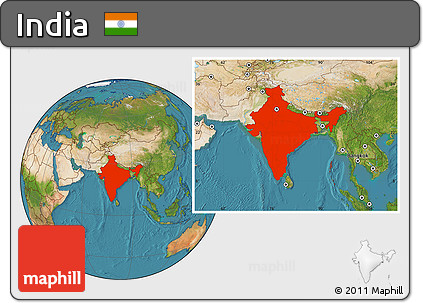 Satellite Location Map of India