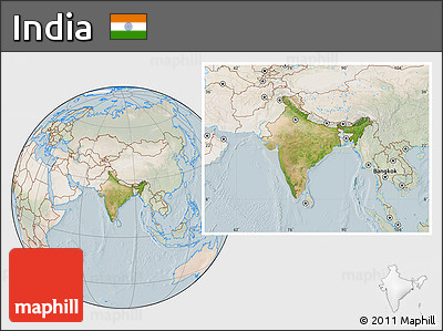 Satellite Location Map of India, lighten