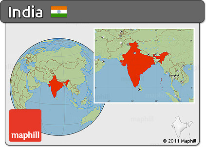 Savanna Style Location Map of India