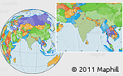 Savanna Style Location Map of India, political outside