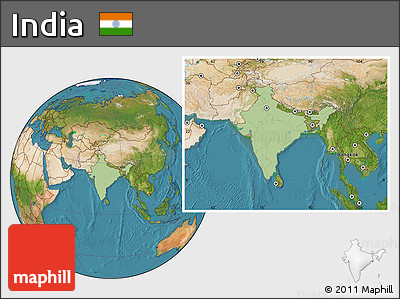 Savanna Style Location Map of India, satellite outside