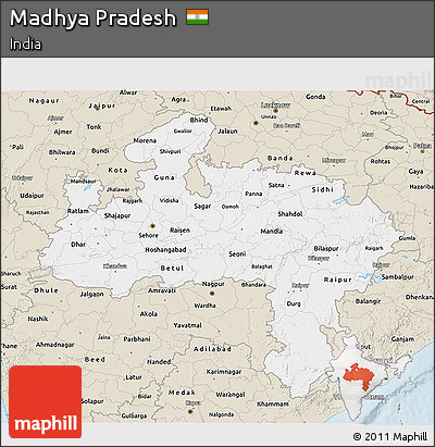 Classic Style 3D Map of Madhya Pradesh