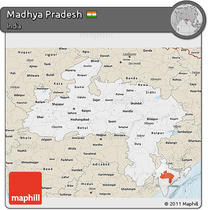 Classic Style 3D Map of Madhya Pradesh