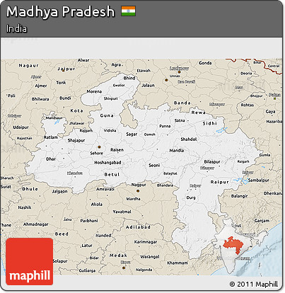 Classic Style 3D Map of Madhya Pradesh