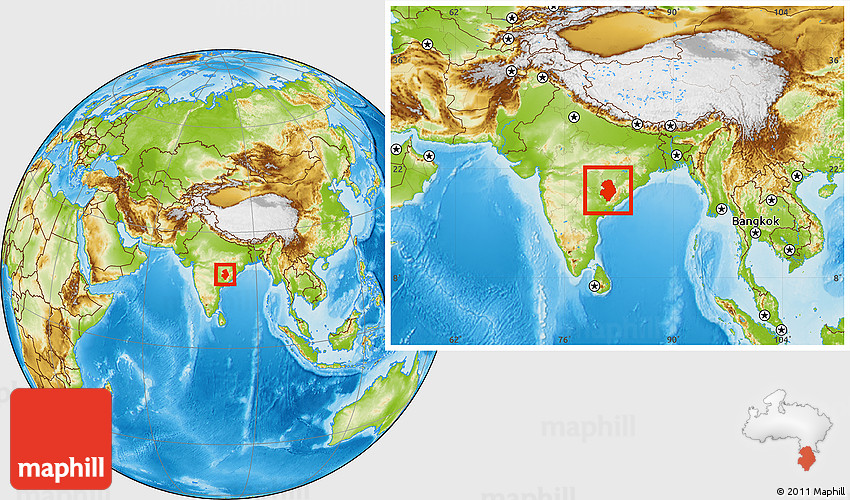 Physical Location Map of Bastar (Jagdalpur), within the entire country