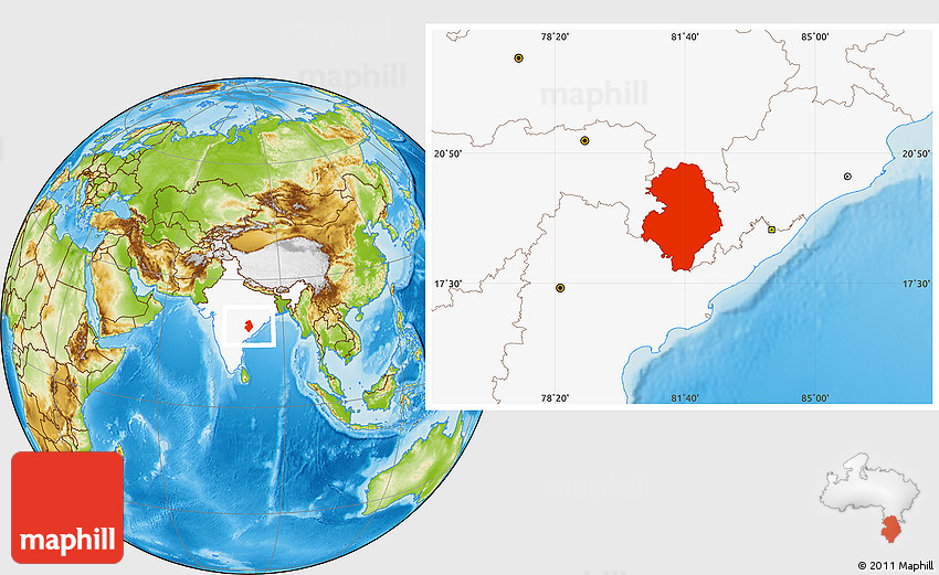 Physical Location Map of Bastar (Jagdalpur), highlighted country