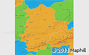 Political 3D Map of East Nimar (Khandwa)