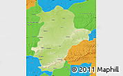 Physical Map of East Nimar (Khandwa), political outside