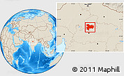 Shaded Relief Location Map of Guna