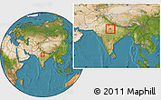 Satellite Location Map of Gwalior, within the entire country