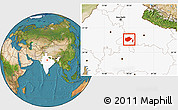 Satellite Location Map of Gwalior, highlighted country