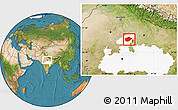 Satellite Location Map of Gwalior, highlighted parent region