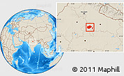 Shaded Relief Location Map of Gwalior