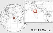 Blank Location Map of Indore, within the entire country