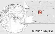 Blank Location Map of Indore, highlighted country